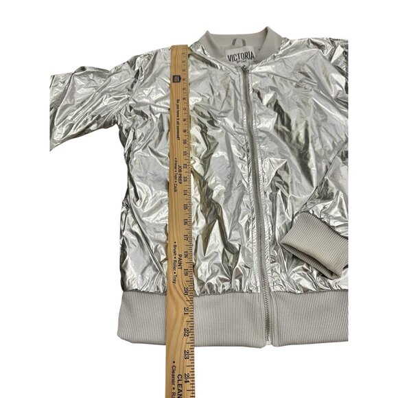 Victoria's Secret Sport Metallic Silver Bomber Jacket Women’s Size XS Y2K - Picture 6 of 6